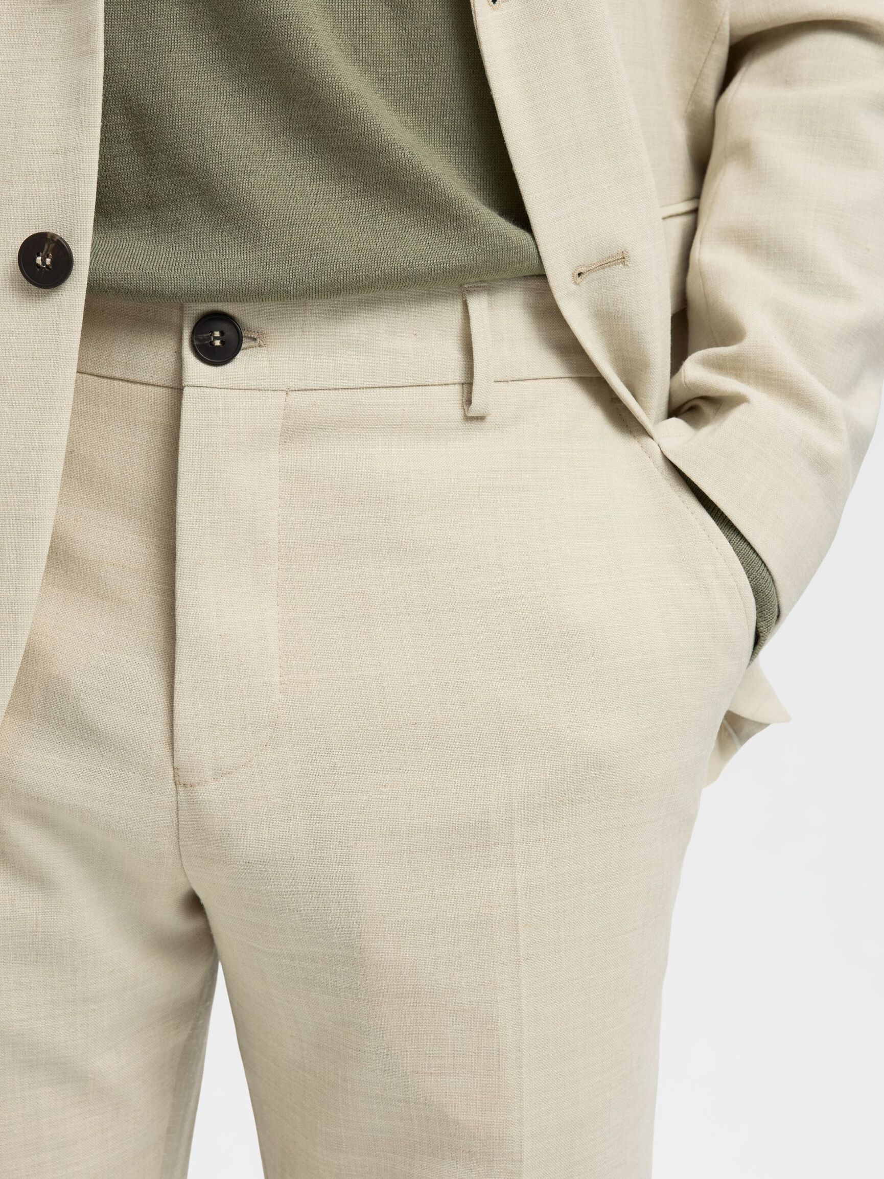 COUPE SLIM PANTALON DE COSTUME, Egret, highres