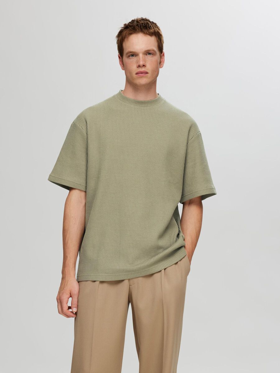 Selected RELAXED FIT WAFFLED T-SHIRT, Vetiver, highres - 16096331_Vetiver_003.jpg