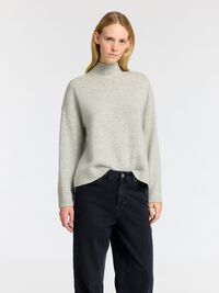 CUELLO ALTO JERSEY DE PUNTO, Light Grey Melange, highres