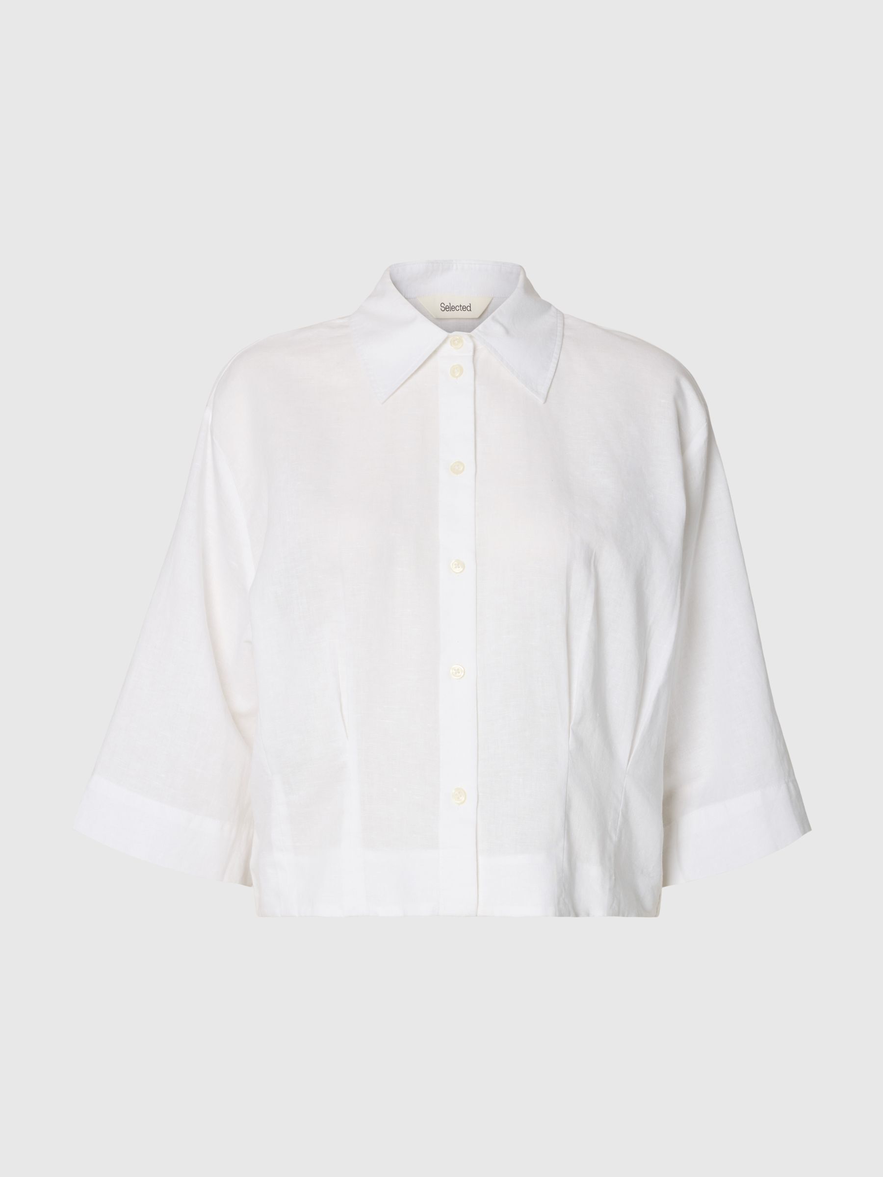 HØRBLANDING KORTÆRMET SKJORTE, Bright White, highres