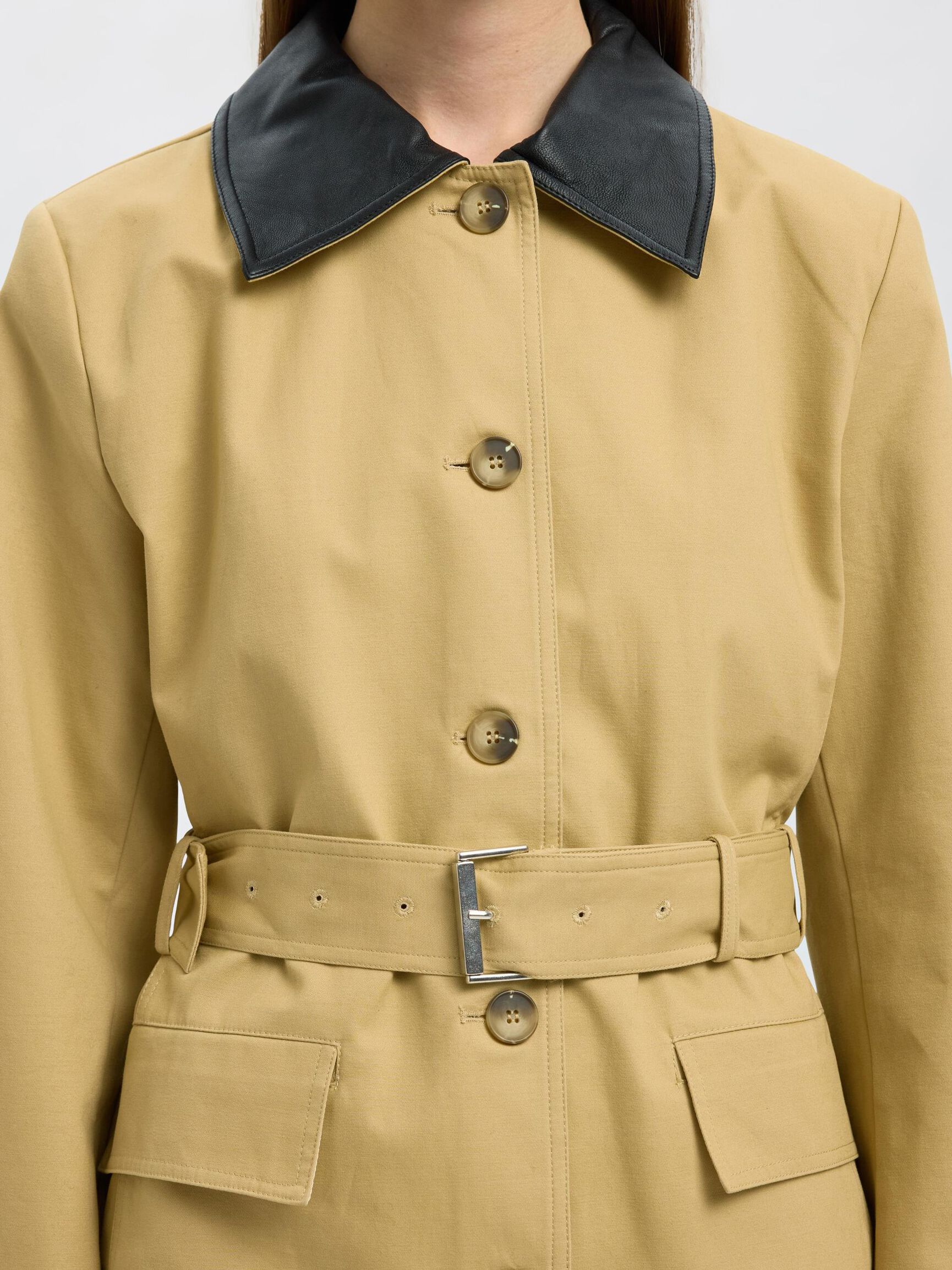 BAUMWOLL GÜRTEL TRENCHCOAT, Travertine, highres