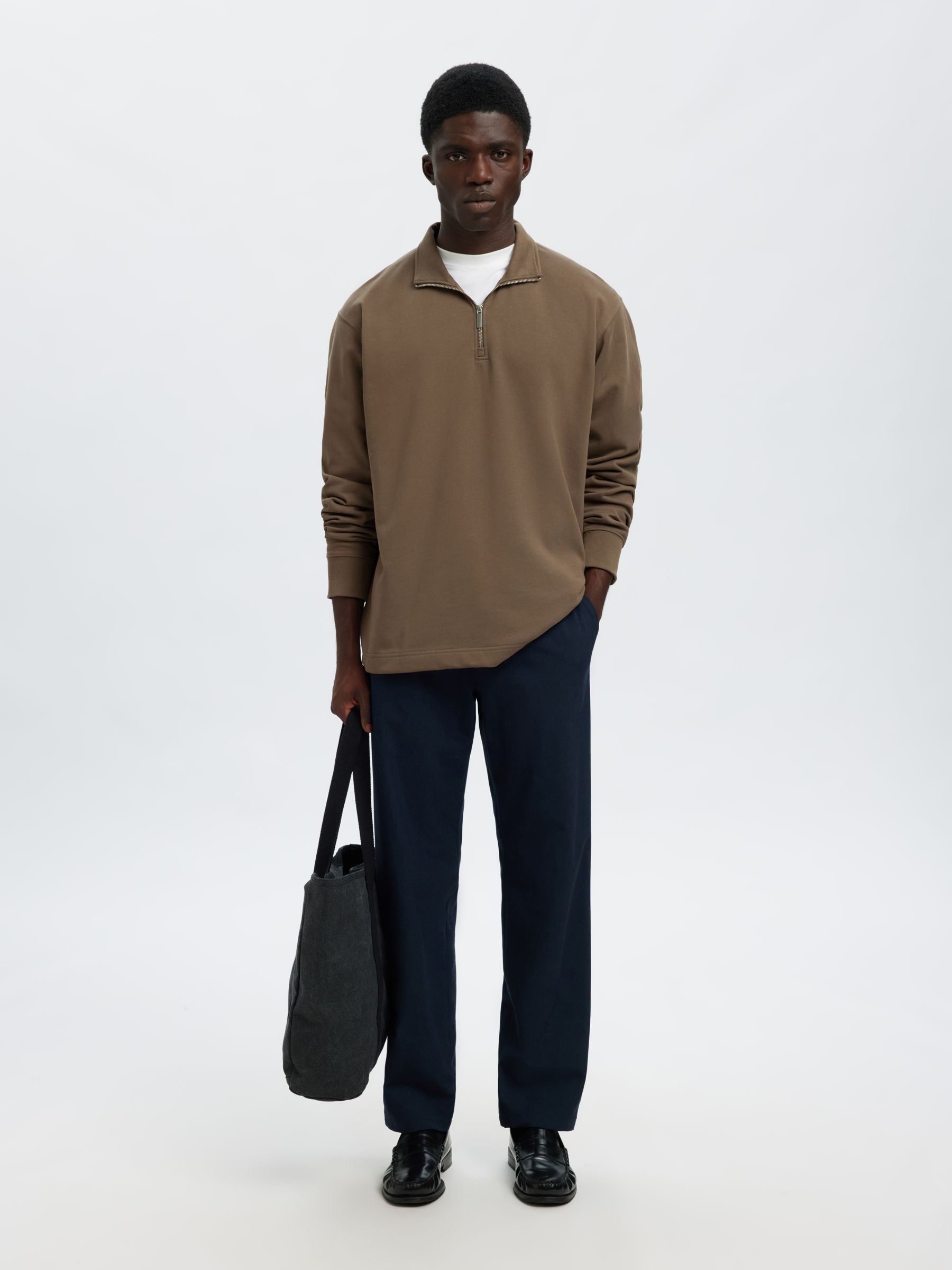 HALF ZIP SWEATSHIRT, Chocolate Chip, highres