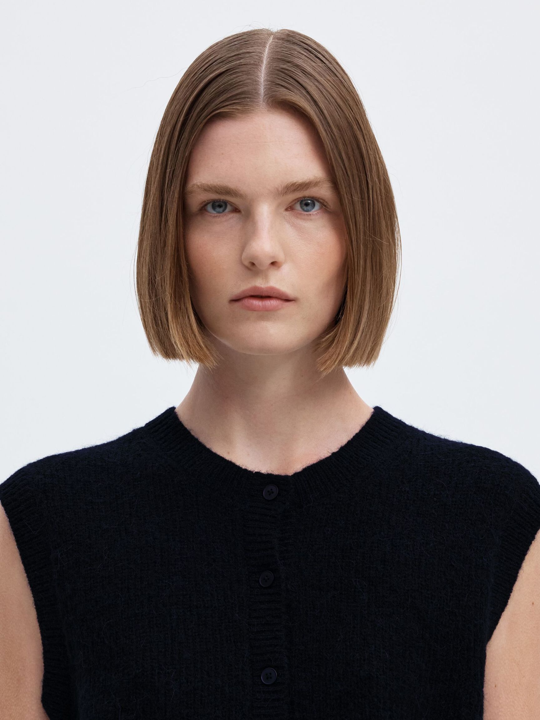 WOOL BLEND  KNITTED VEST, Dark Sapphire, highres