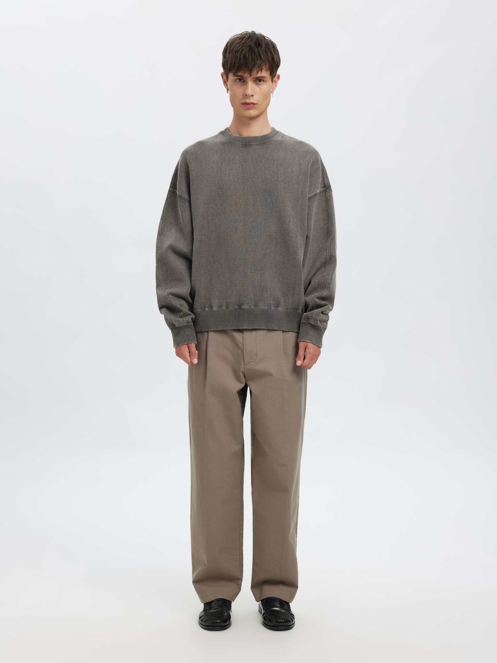 OVERSIZE PULL EN MAILLE, Grey Melange, highres