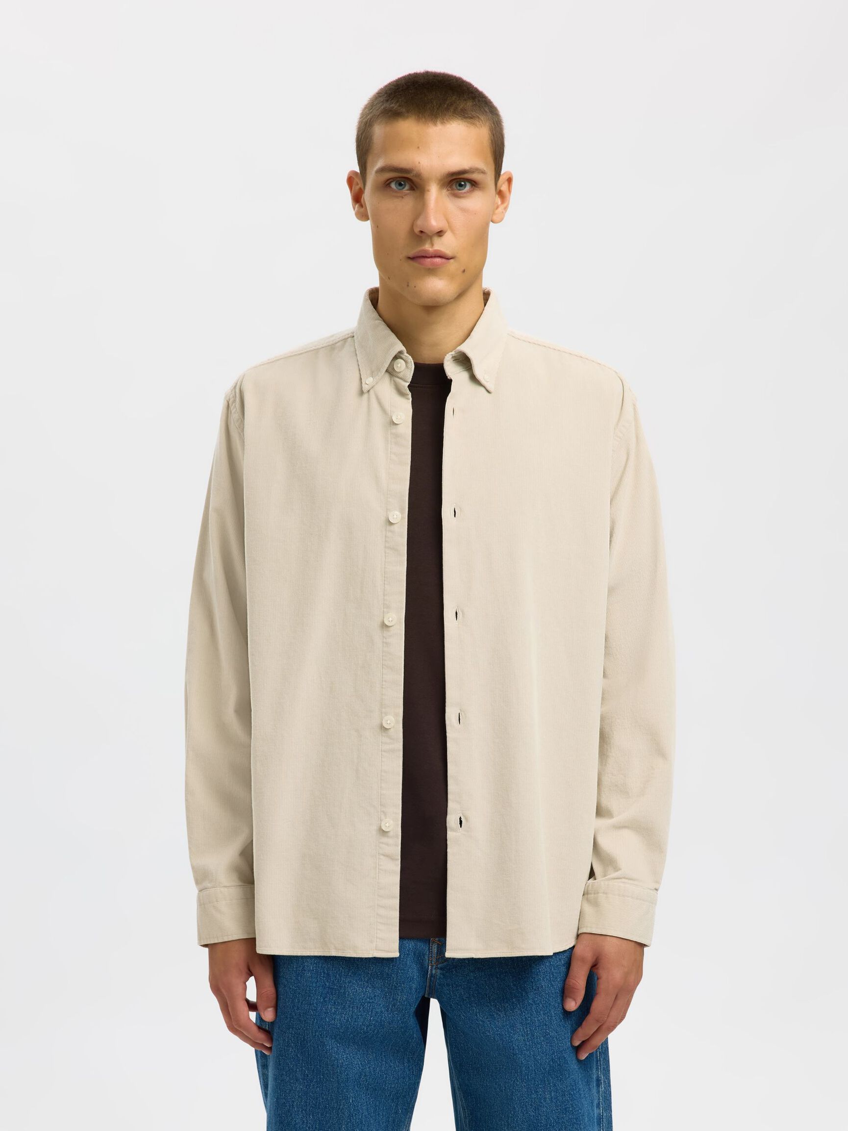 COTTON  CORDUROY SHIRT, Moonstruck, highres