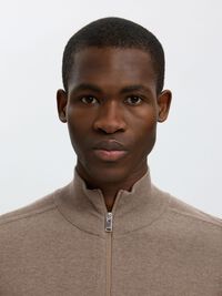 ZIP-UP CARDIGAN, Teak, highres