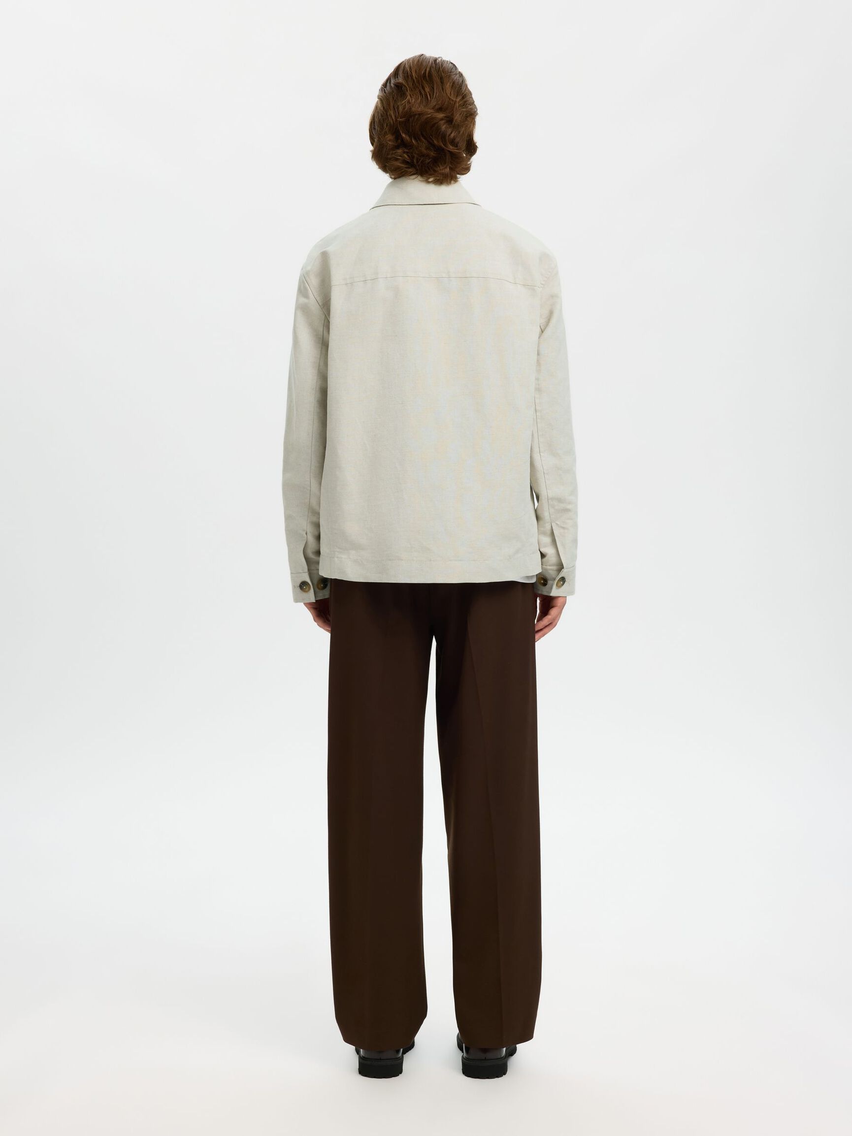 LINEN BLEND JACKET, Birch, highres