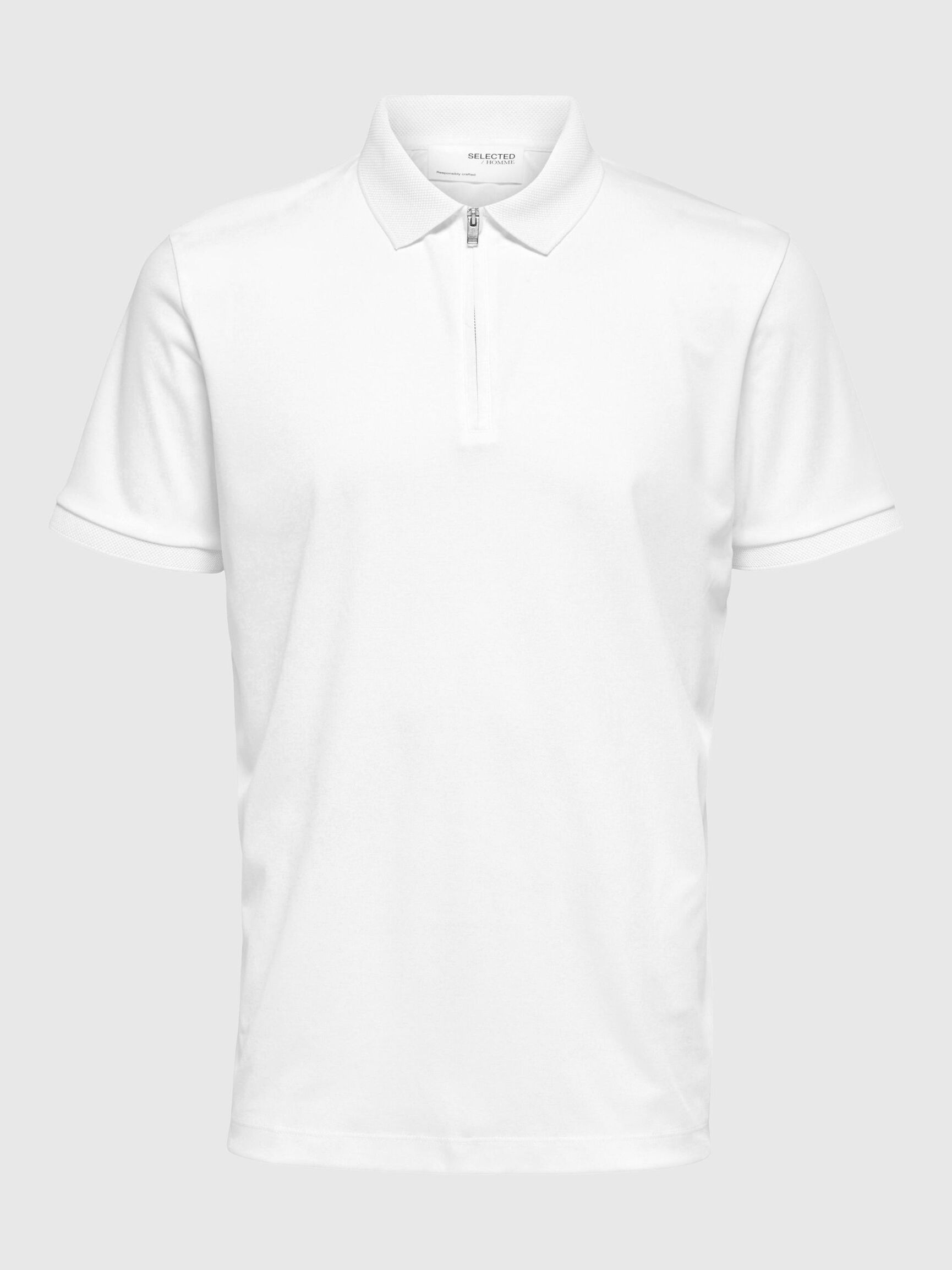 ZIPPER POLO SHIRT, Cloud Dancer, highres