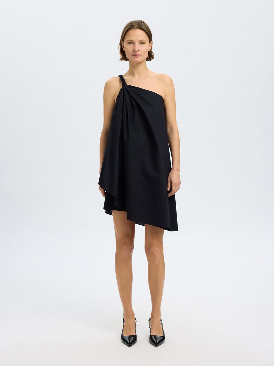 Selected BRAIDED ONE-SHOULDER DRESS, Black, highres - 16097810_Black_003.jpg