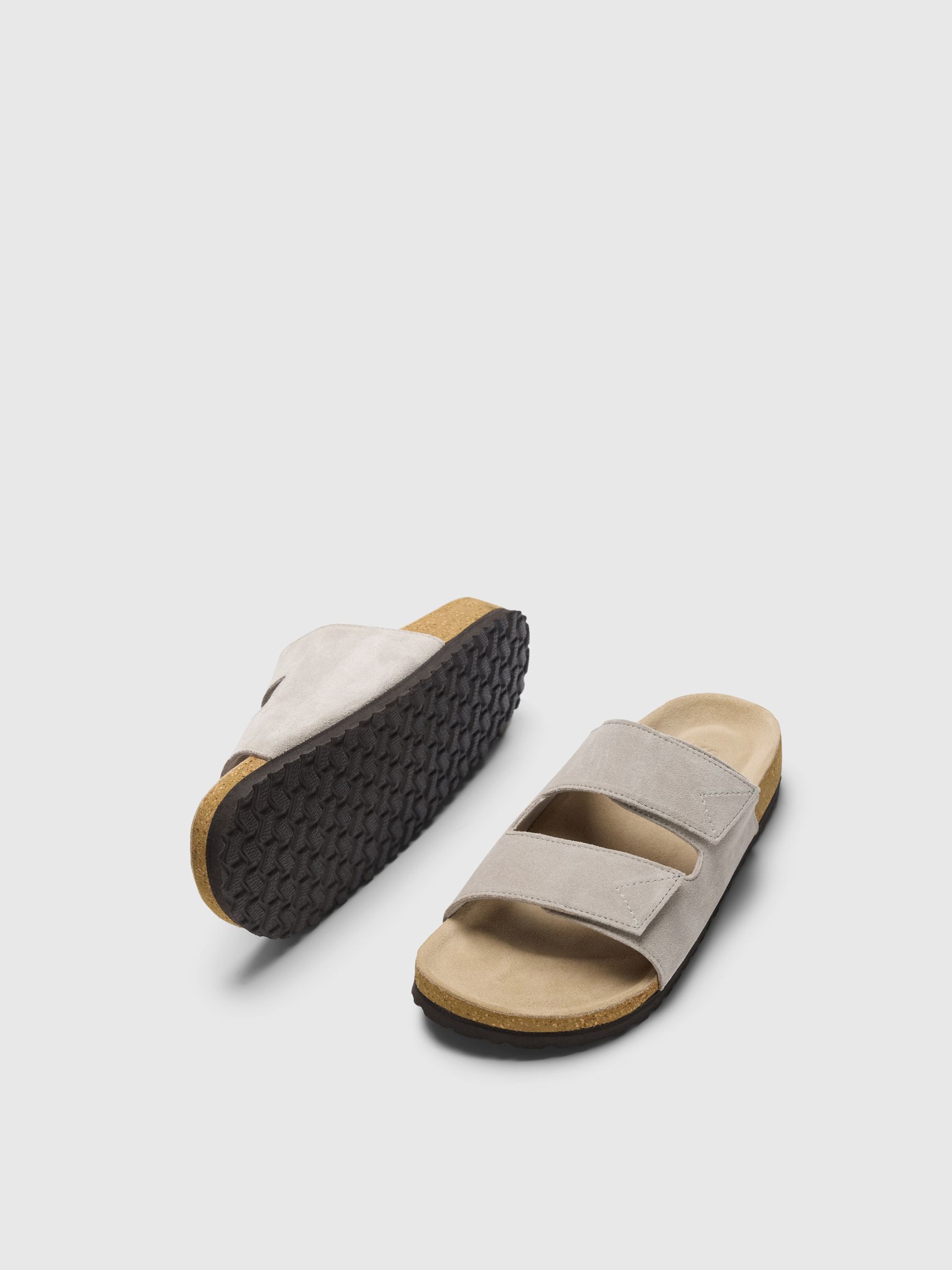 SUEDE SLIDERS, Aqua Gray, highres