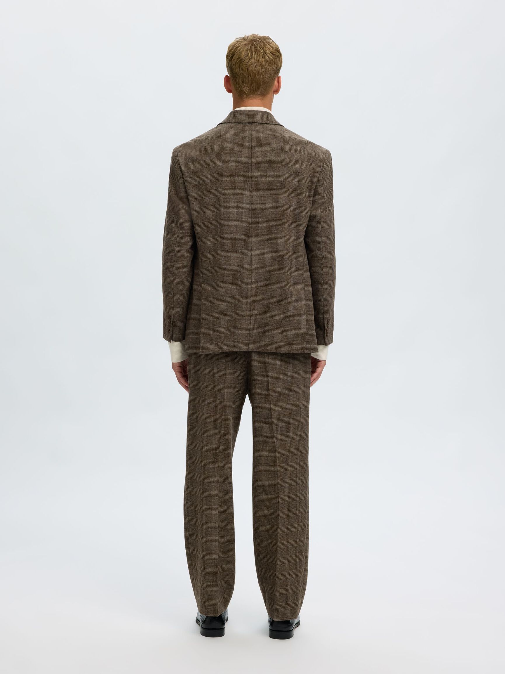RELAXED FIT WOLLGEMISCH ZWEIREIHIGER BLAZER, Medium Brown Melange, highres