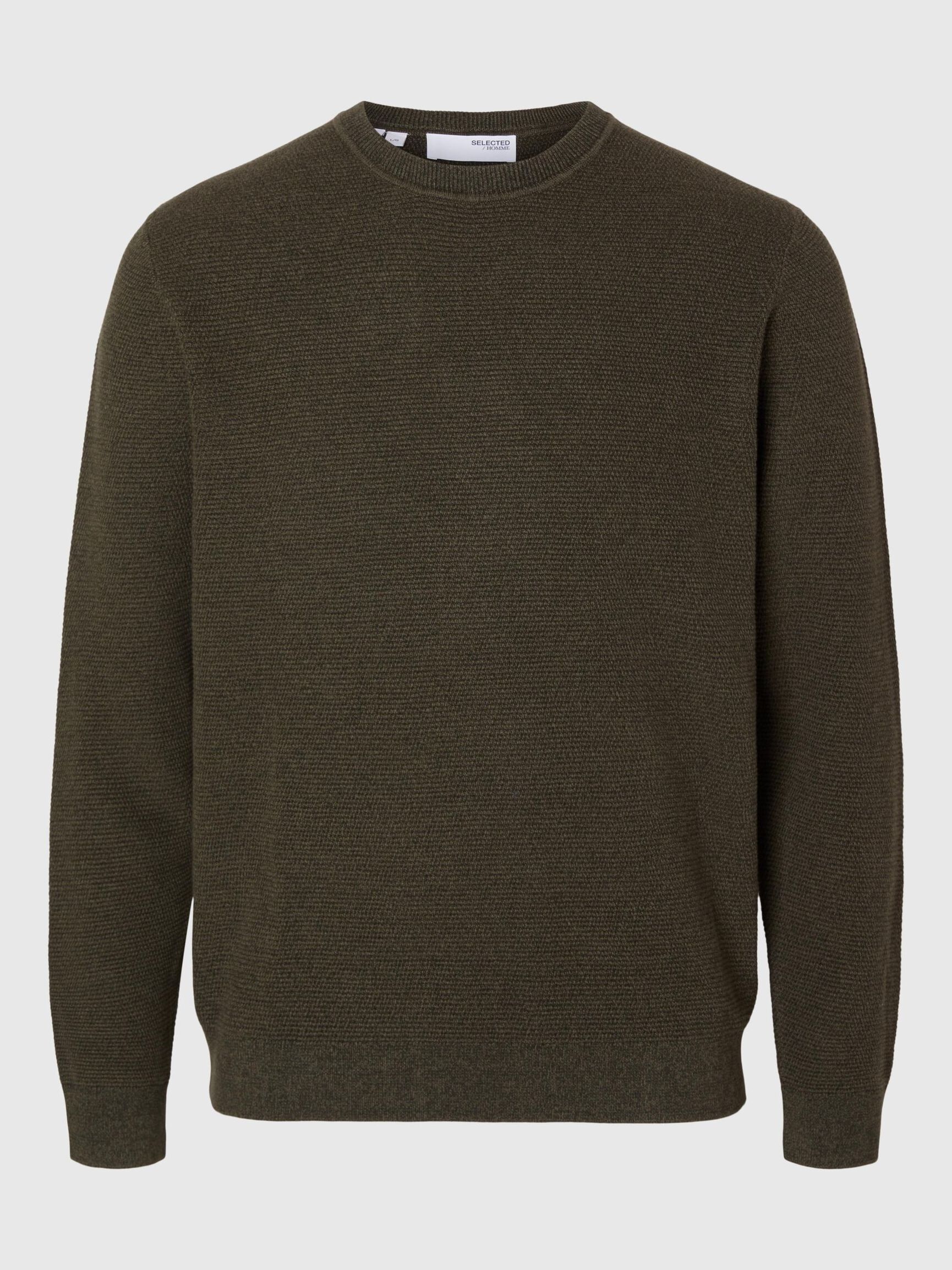 100 % BOMULL CREW NECK-GENSER, Forest Night, highres