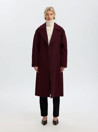 WOOL BLEND LONG COAT, Tawny Port, highres