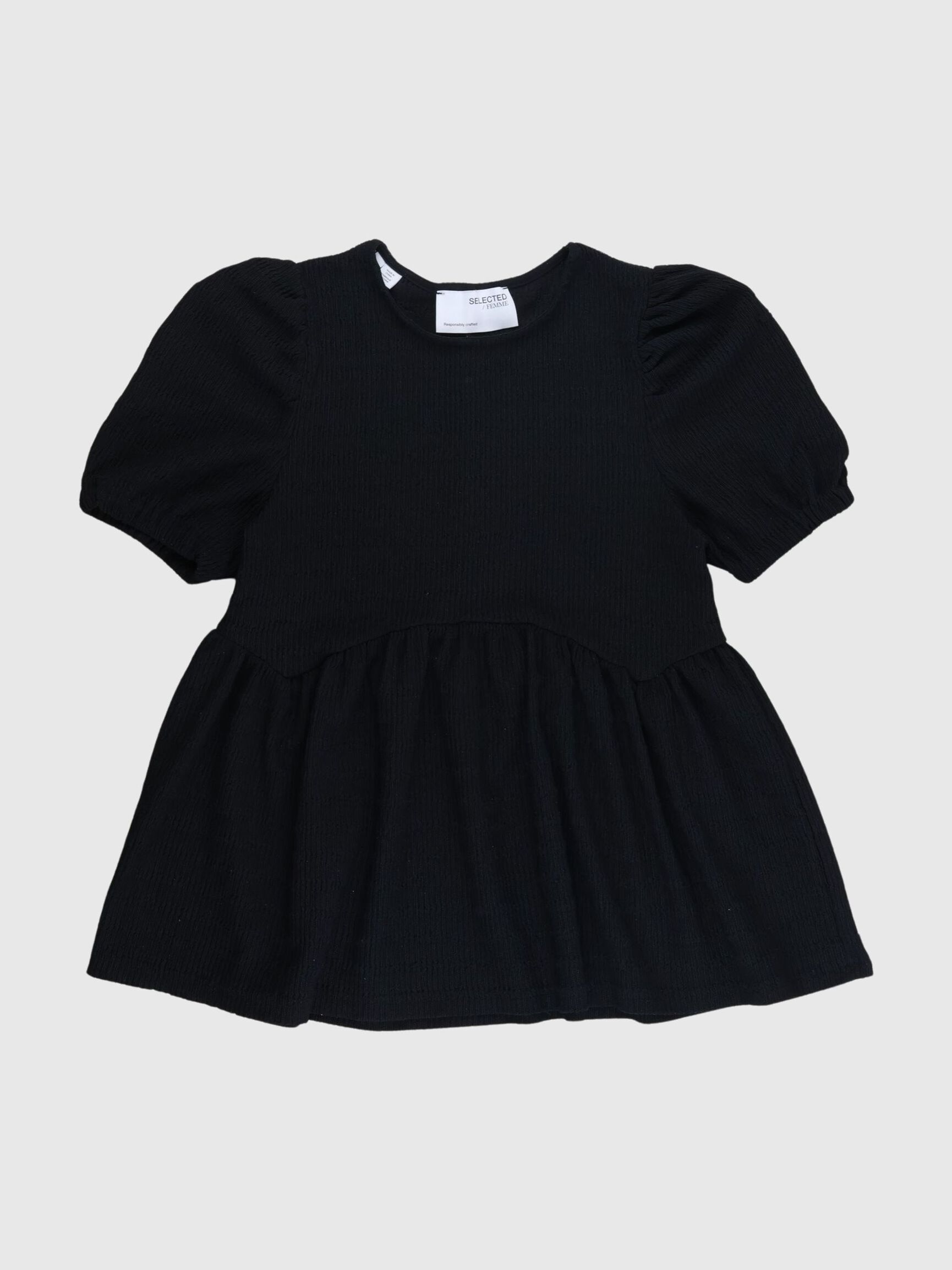 PEPLUM TOP, Black, highres