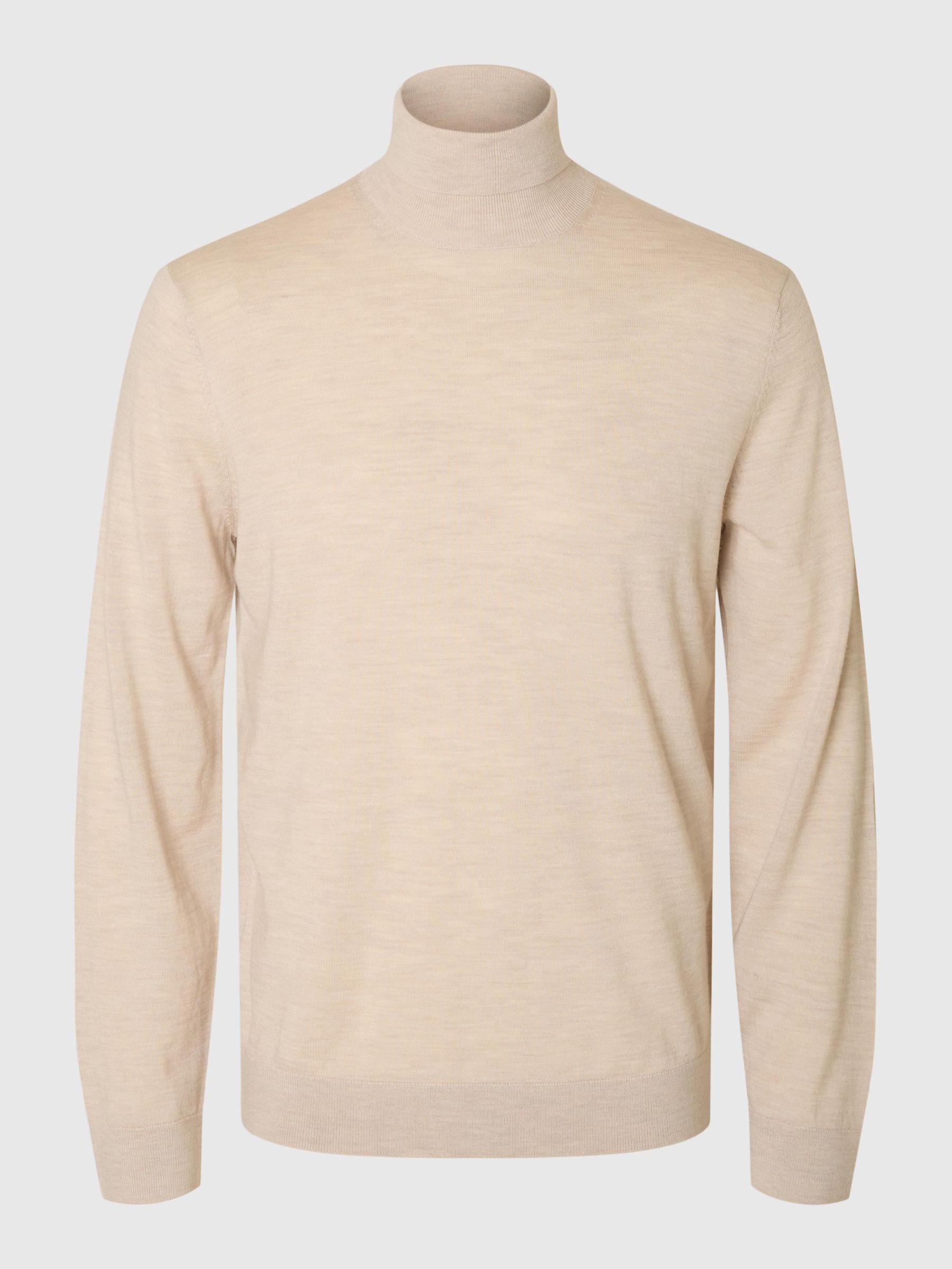 100% MERINO WOOL TURTLENECK, Oatmeal, highres