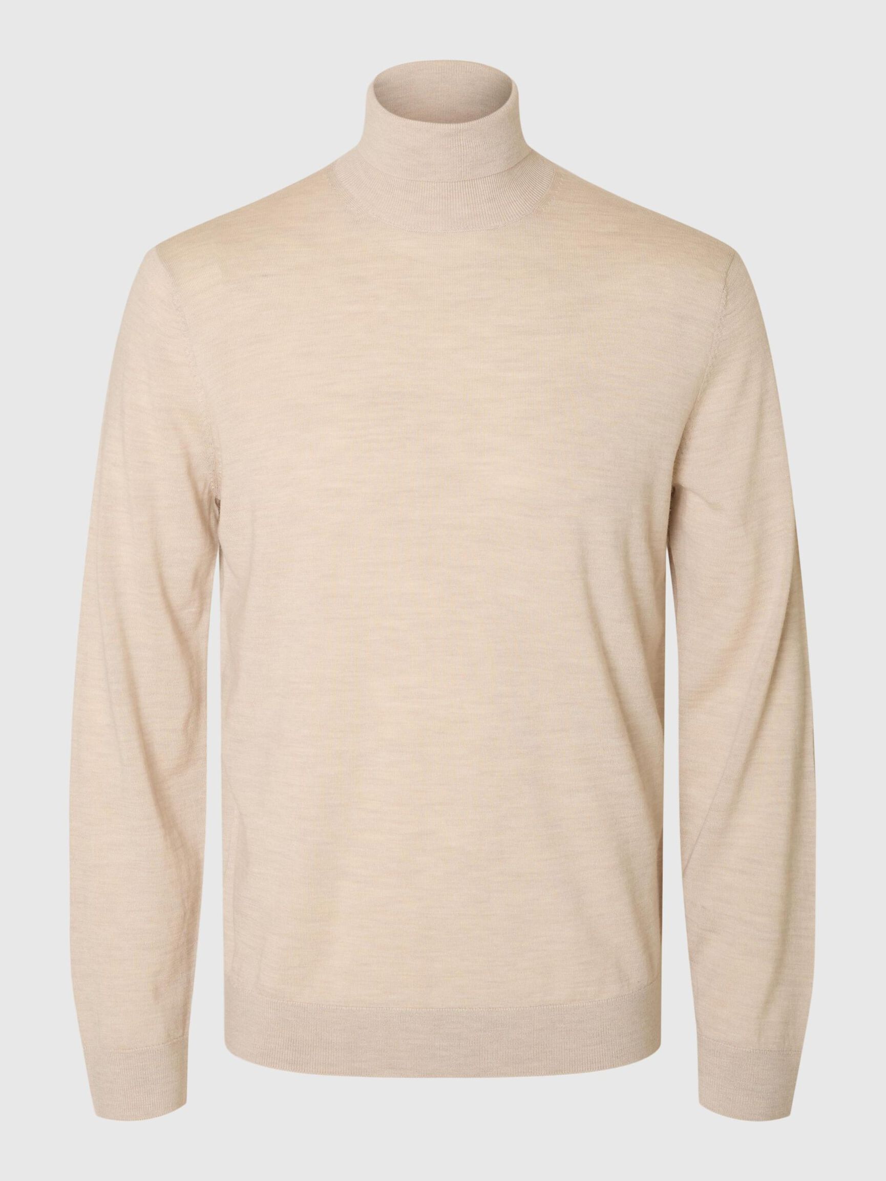 100% MERINO WOOL TURTLENECK, Oatmeal, highres