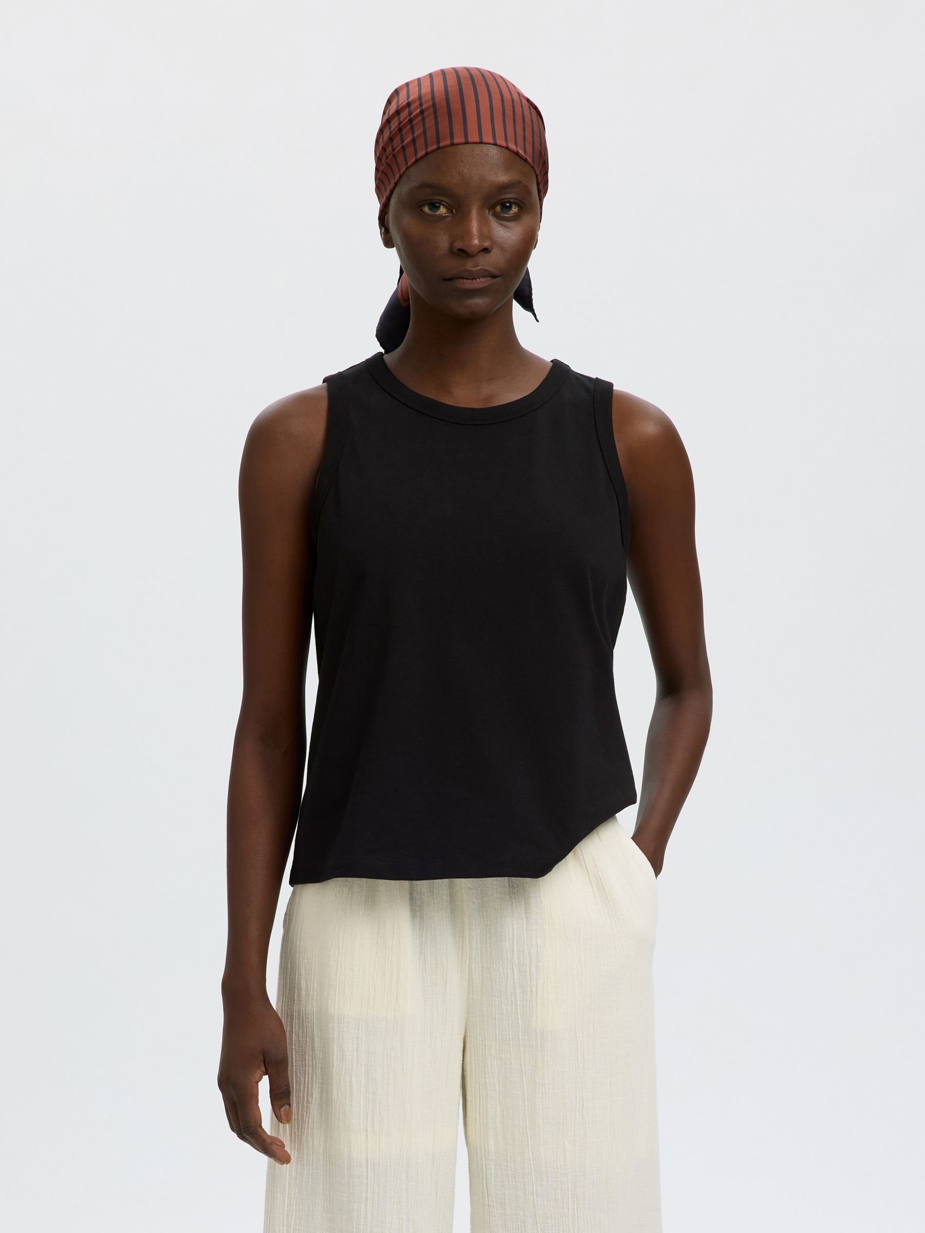 100% COTTON TANK TOP, Black, highres