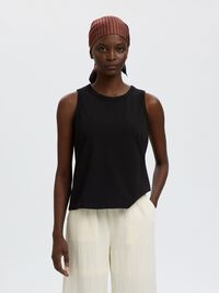 100% COTTON TANK TOP, Black, highres