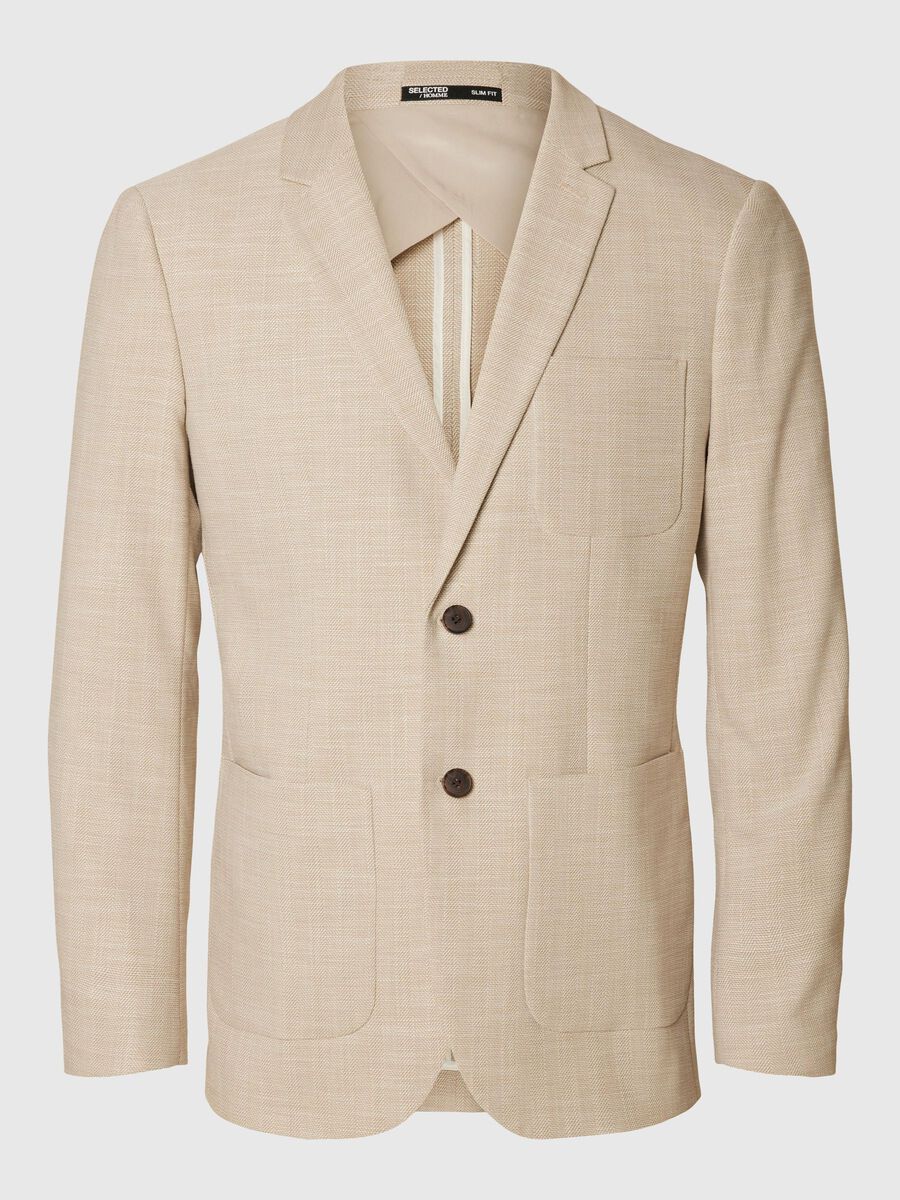 Selected VISKOSEMIX SLIM FIT BLAZER, Oatmeal, highres - 16092988_Oatmeal_1090283_001.jpg