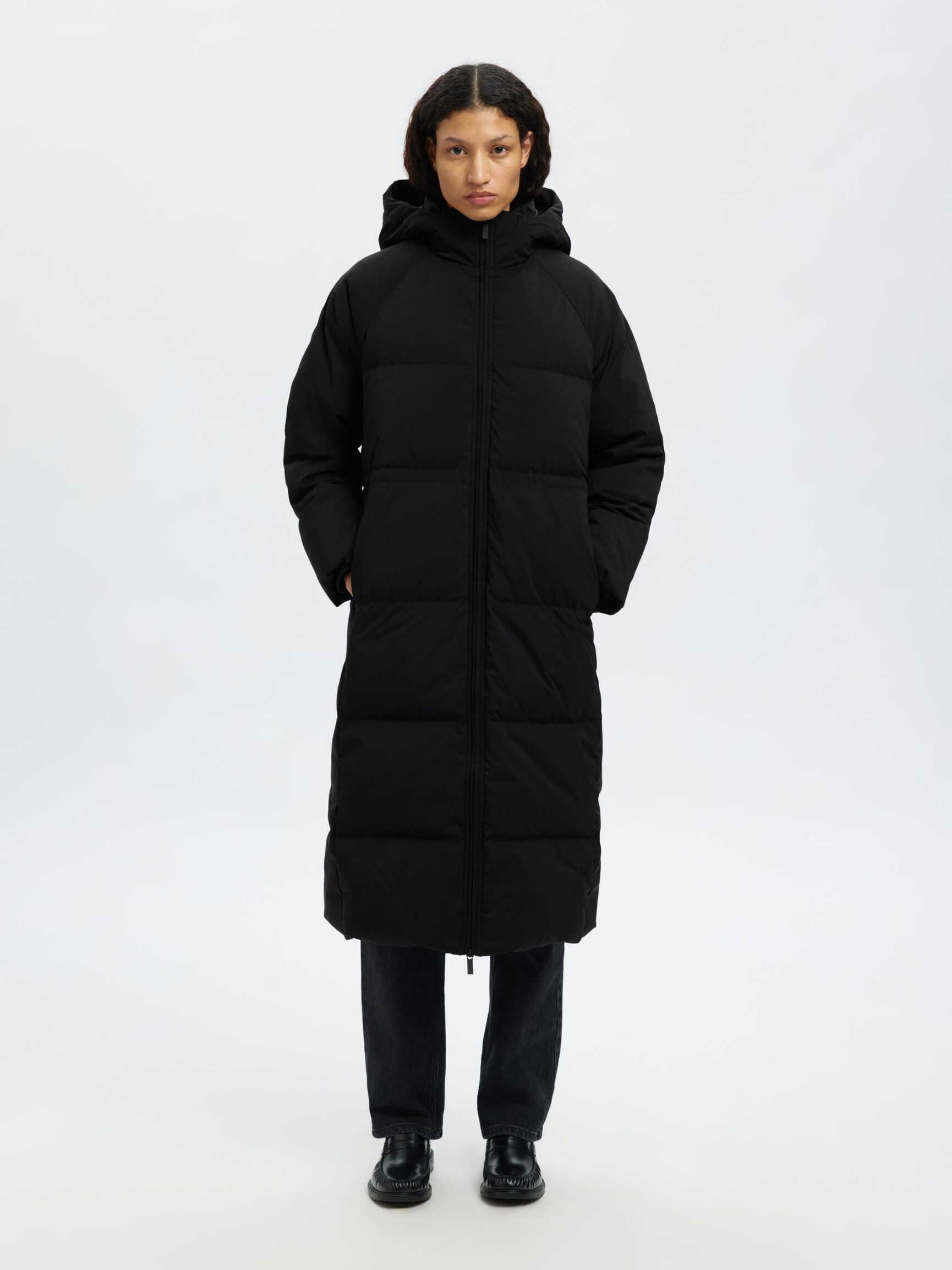 PADDED DOWN COAT, Black, highres