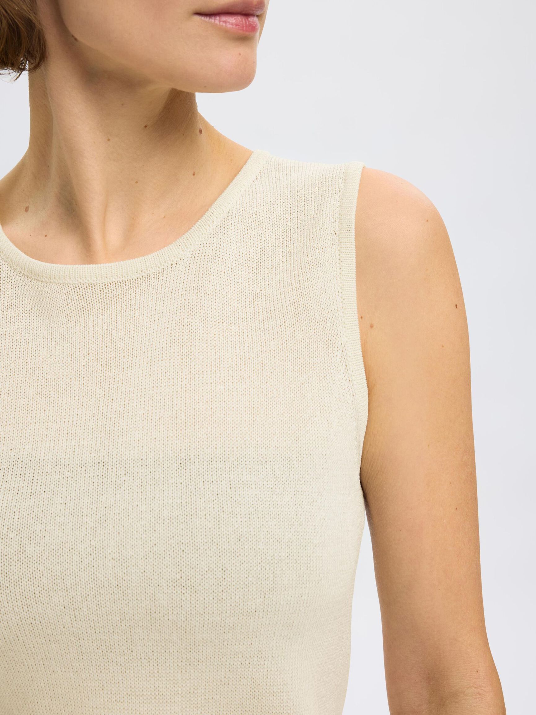 KNITTED TANK TOP, Birch, highres