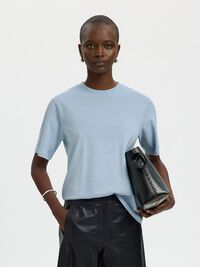 LINEN BLEND T-SHIRT, Cashmere Blue, highres