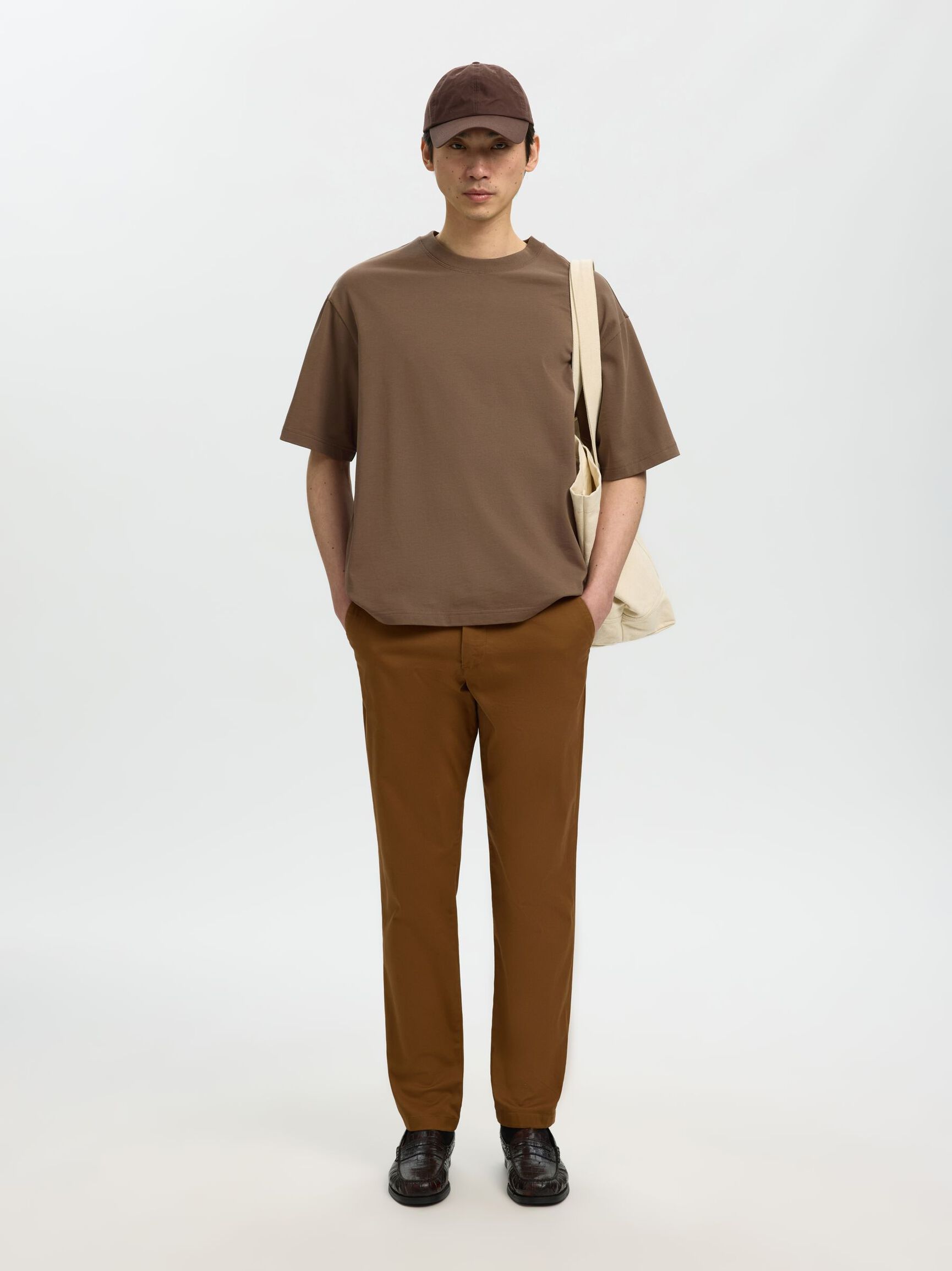 100% COTTON CREWNECK T-SHIRT, Chocolate Chip, highres