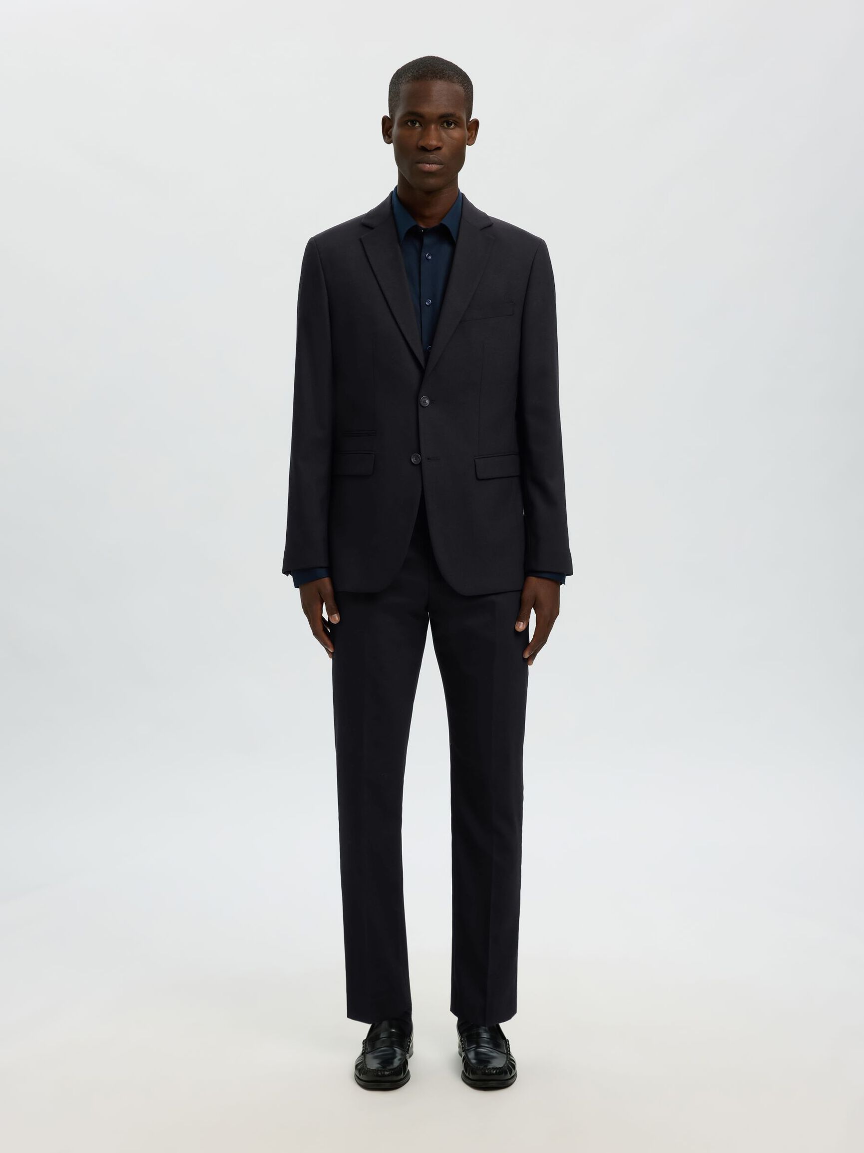 WOVEN WOOL BLEND BLAZER, Black, highres