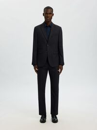 WOVEN WOOL BLEND BLAZER, Black, highres