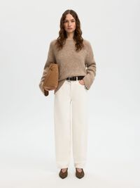 HIGH WAIST BARREL FIT JEANS, Egret, highres