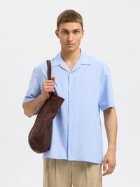LIN MÉLANGÉ CHEMISE À MANCHES COURTES, Cashmere Blue, highres