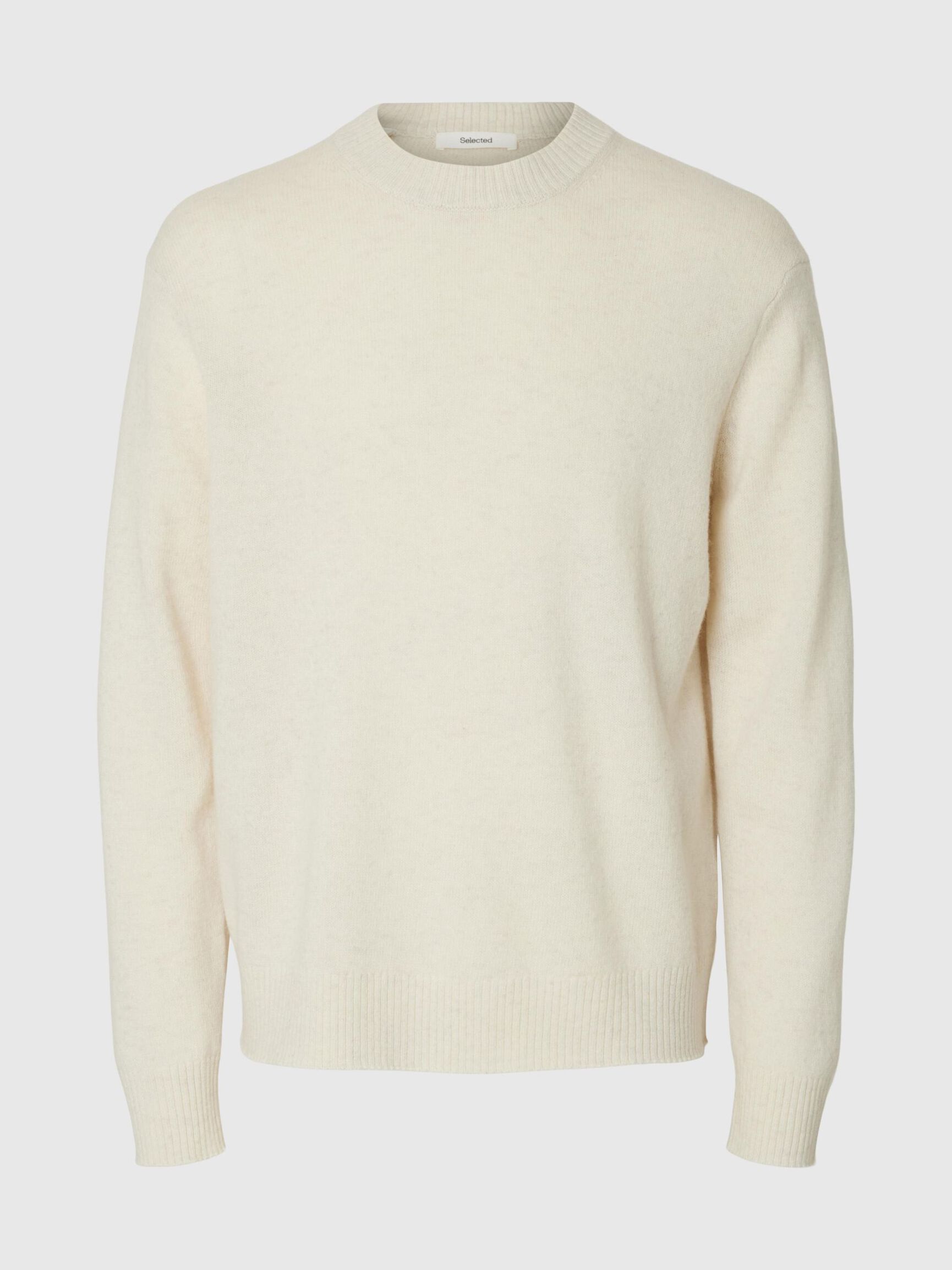 100% WOOL JUMPER, Egret, highres