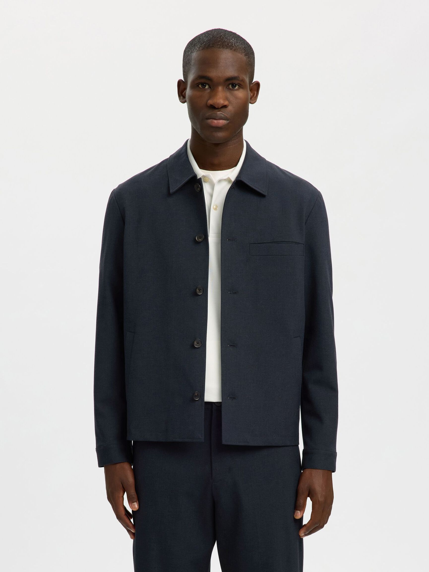 TAILORED OVERSHIRT, Dark Sapphire, highres