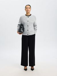 LONG-SLEEVED CARDIGAN, Light Grey Melange, highres