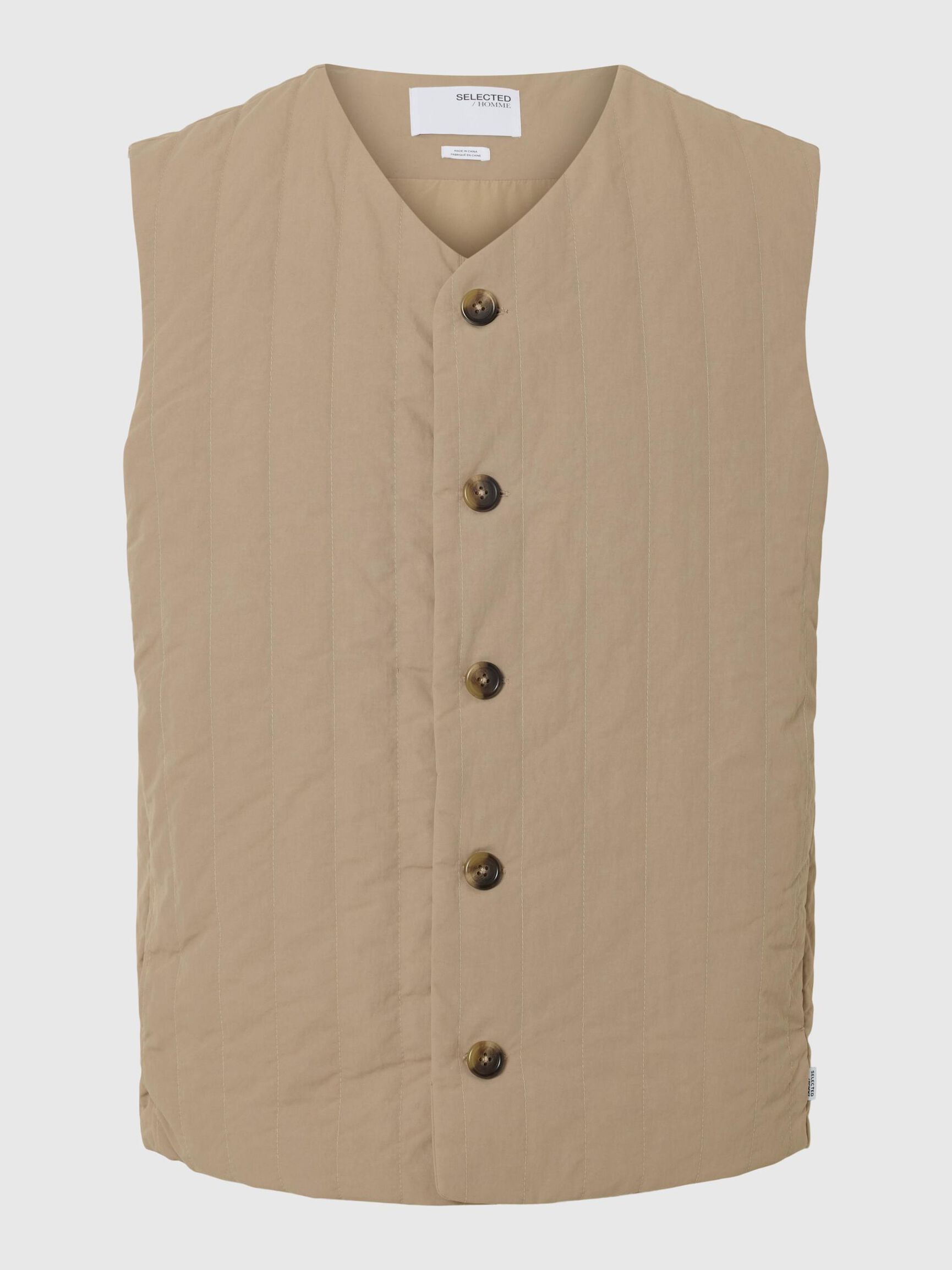 LET QUILTET VEST, Greige, highres