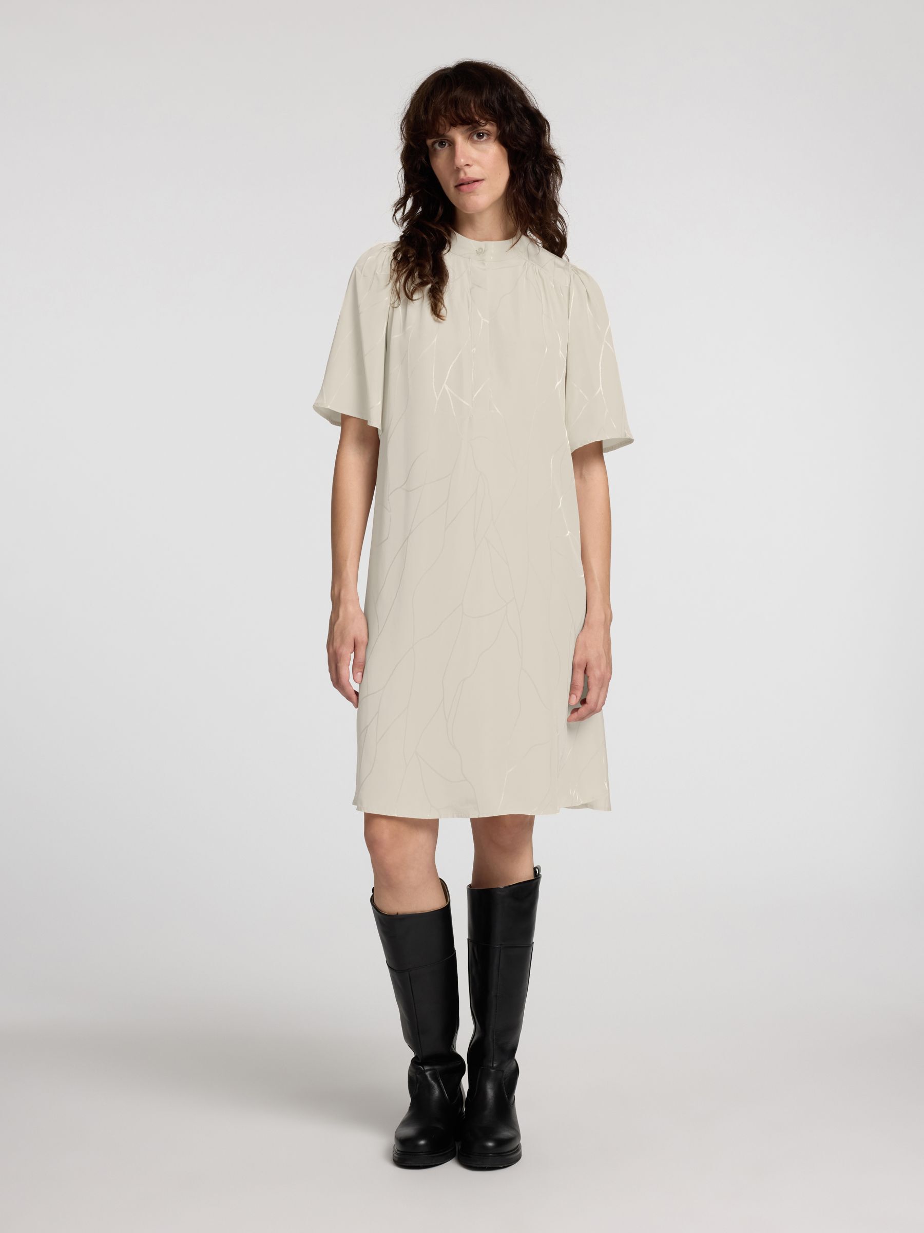 PRINTED VISCOSE BLEND MINI DRESS, Birch, highres