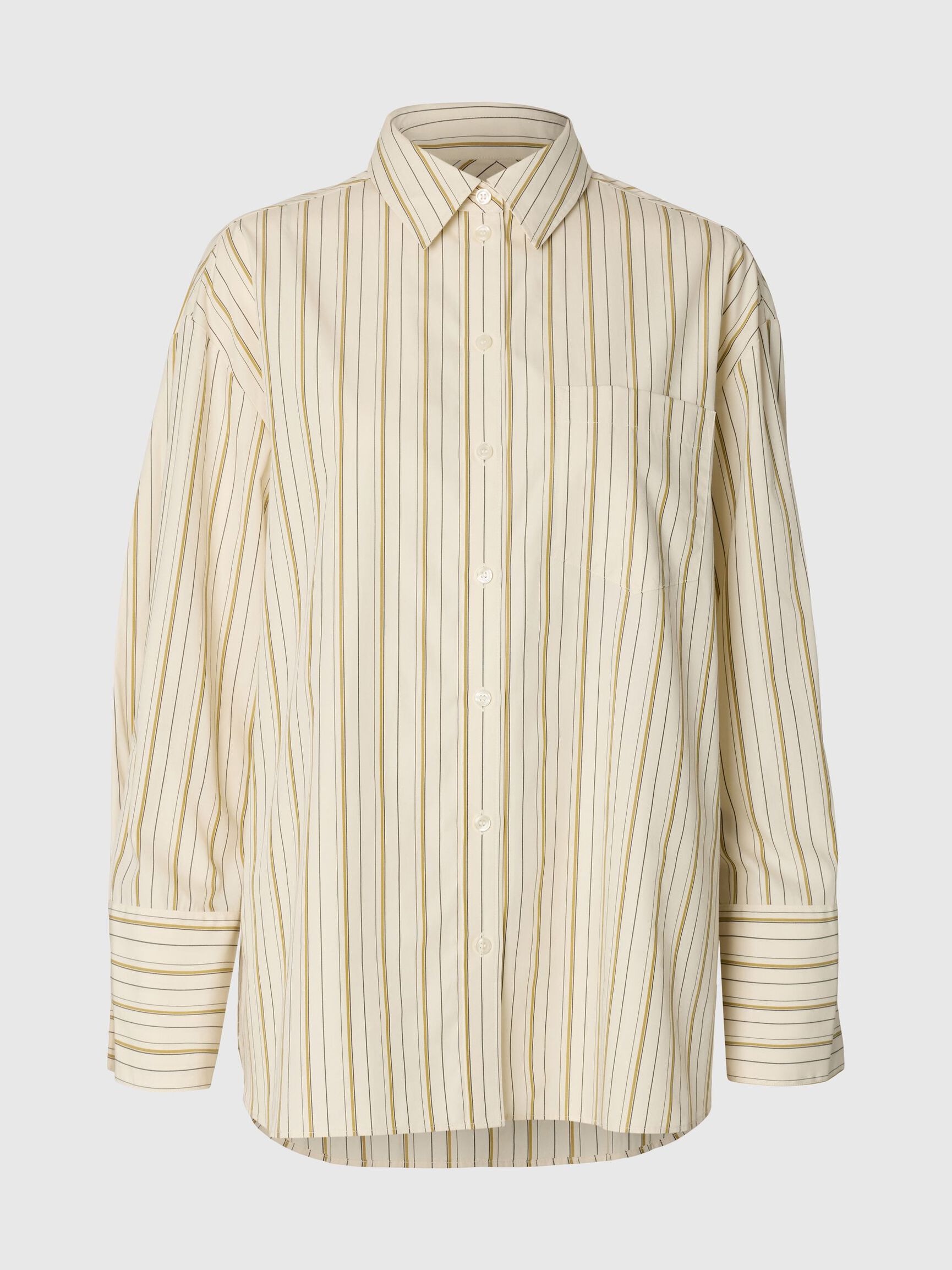 OVERSIZED STRIPED SHIRT, Birch, highres