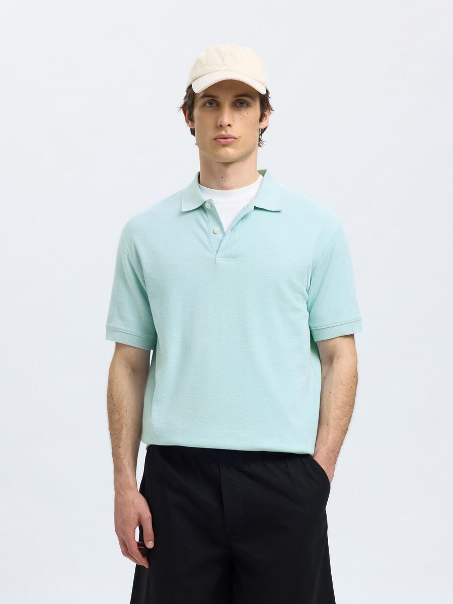 Selected BAUMWOLL POLO SHIRT, Winter Sky, highres - 16097655_WinterSky_003.jpg