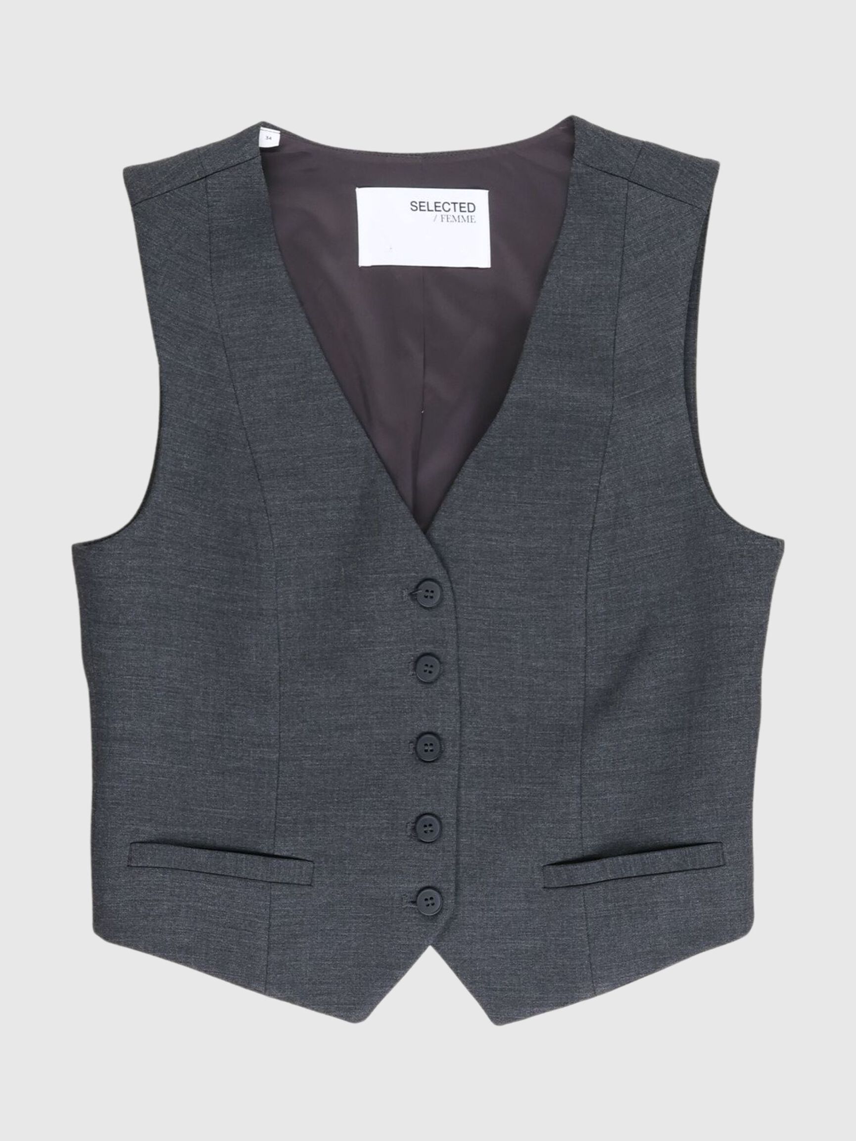 VISKOSEBLANDING SKRÆDDERSYET VEST, Dark Grey Melange, highres