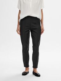 CROPPED SLIM-FIT TROUSERS, Black, highres