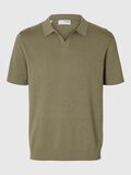 Selected KORTE MOUWEN GEBREIDE POLO, Vetiver, highres - 16096197_Vetiver_001.jpg