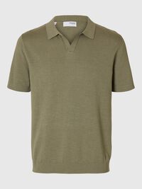KURZARM POLOHEMD AUS STRICK, Vetiver, highres