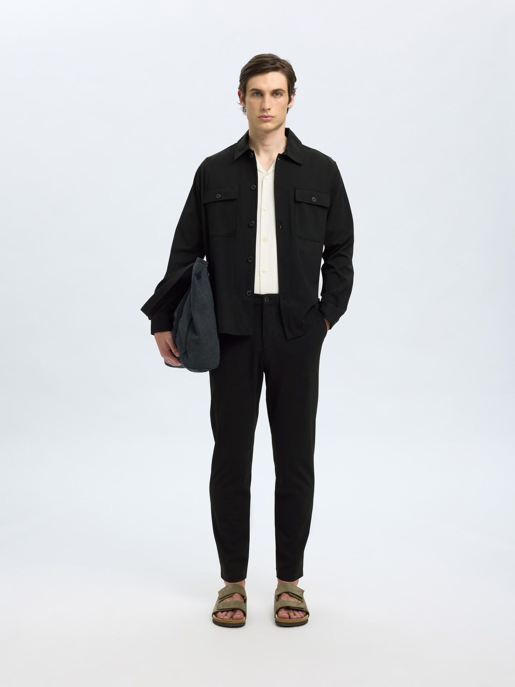 SLIM FIT SMALE BUKSER, Black, highres