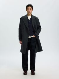 RELAXED FIT WOOL BLEND CARDIGAN, Sky Captain, highres