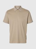 Selected KURZARM POLO SHIRT, Oatmeal, highres - 16099994_Oatmeal_001.jpg