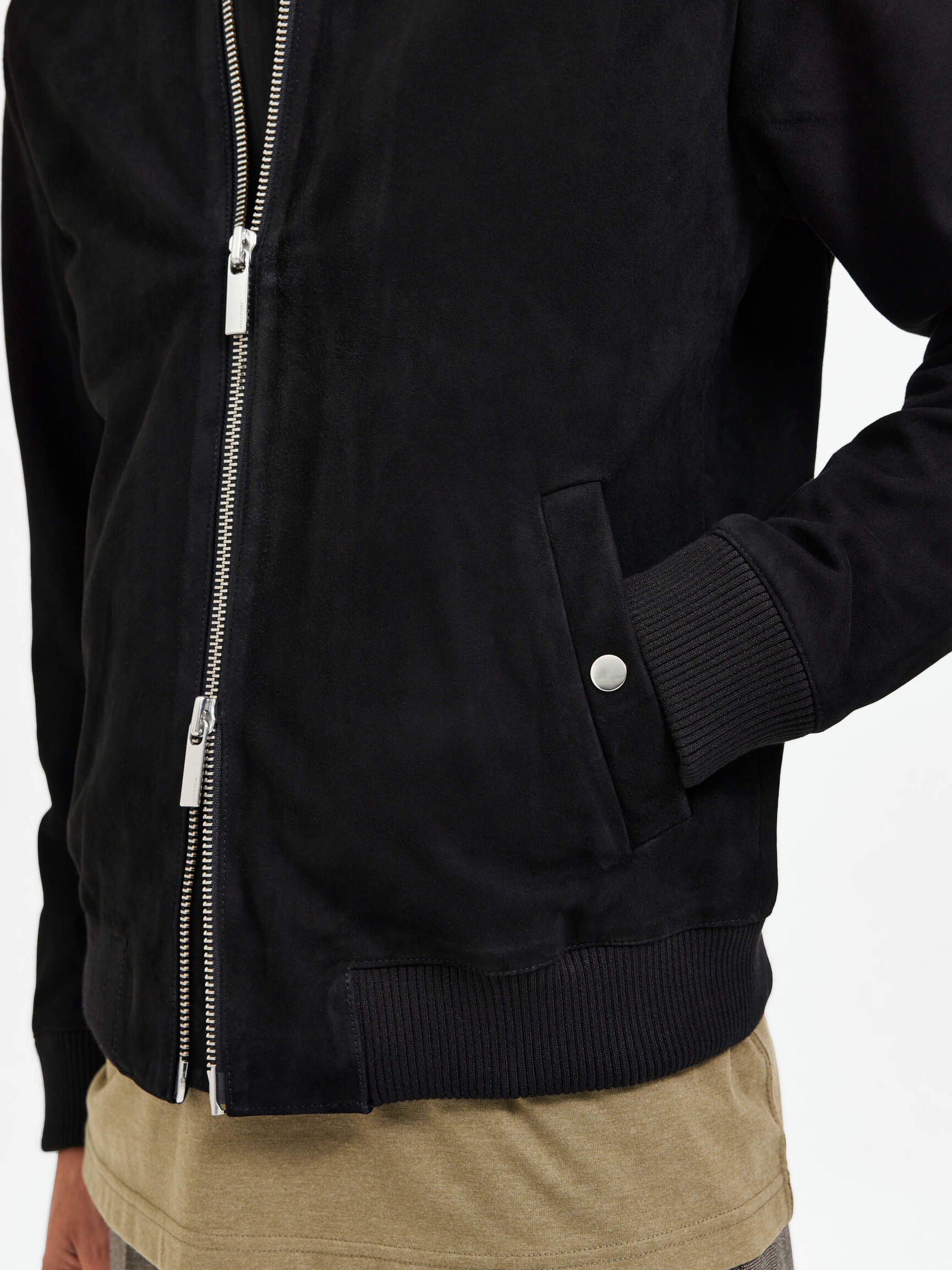 SUEDE BOMBER JACKET, Black, highres