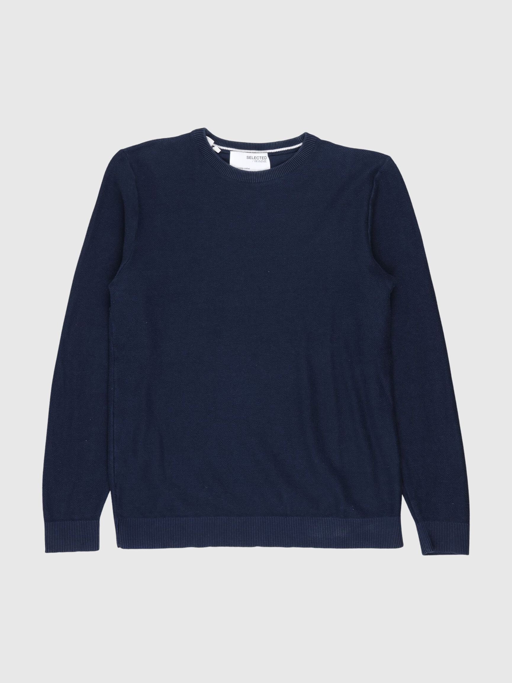 ORGANIC COTTON TEXTURED KNITTED JUMPER, Dark Sapphire, highres