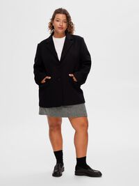 CLASSIQUE EN LAINE MÉLANGÉE BLAZER, Black, highres