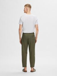 LINEN BLEND TROUSERS, Forest Night, highres