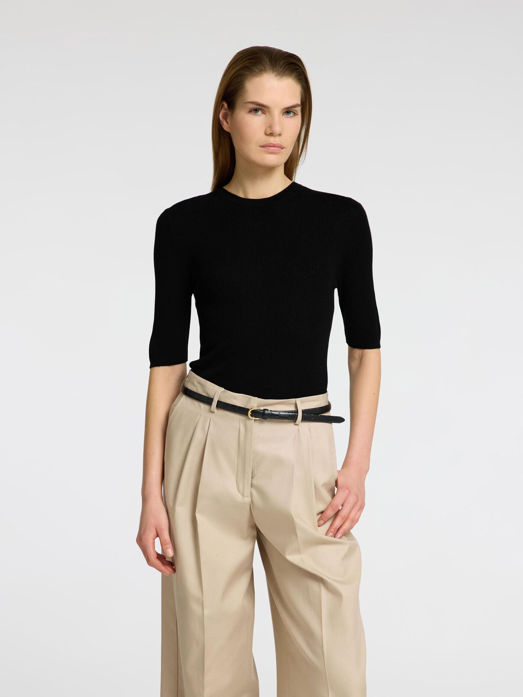 ULDBLANDING STRIKKET TOP, Black, highres